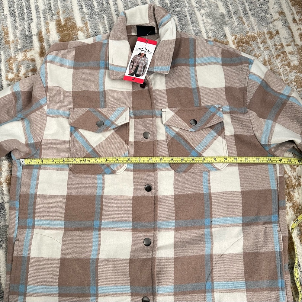 HFX Women's Heavy Flannel Plaid Shirt Jacket (Blue/Camel, Size M) - Picture 13 of 13
